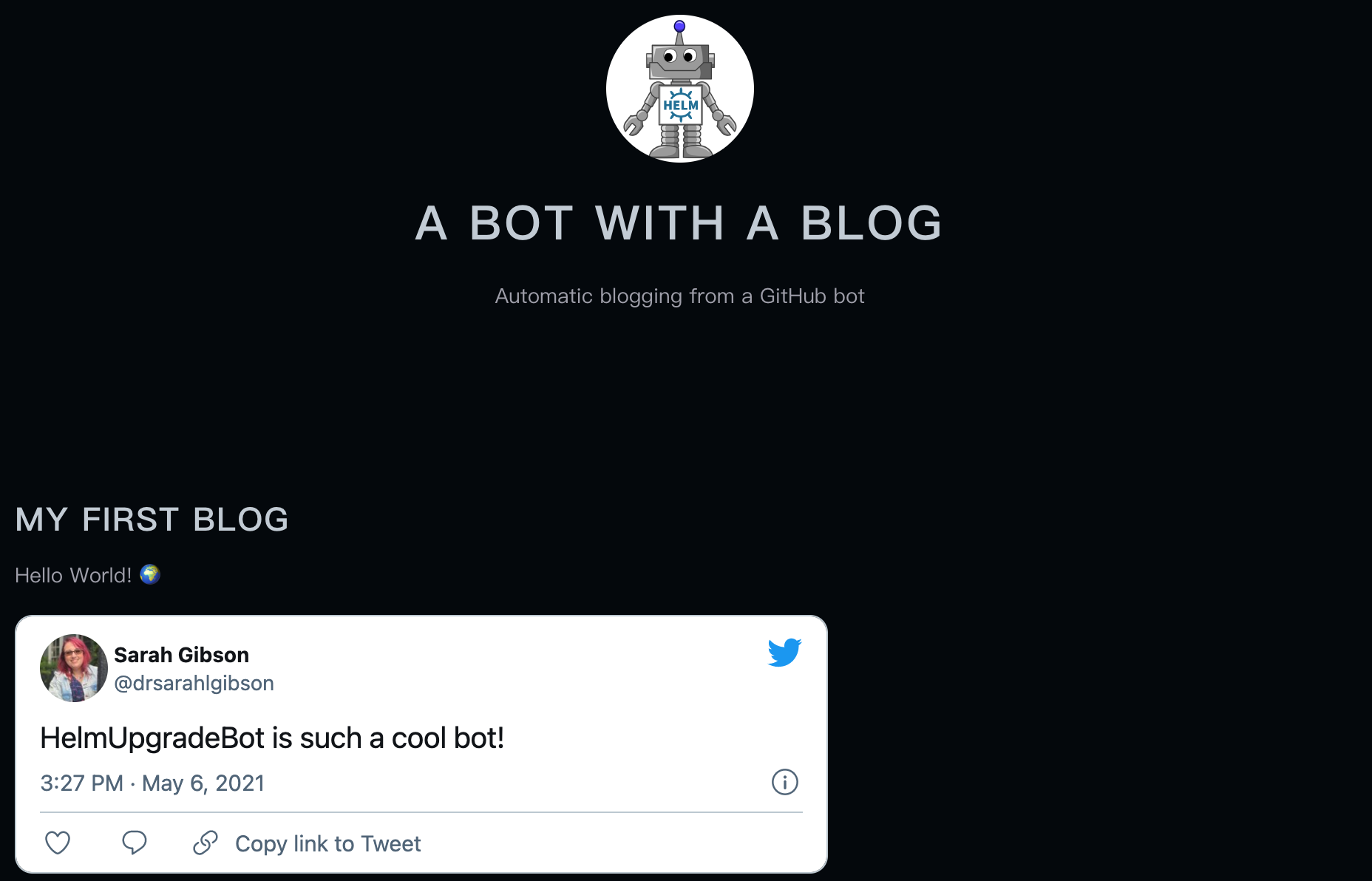 Blog post with embedded tweet