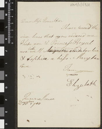Mary Hamilton letter, Image: HAM/1/1/3/8, John Rylands Library, licence CC BY-NC 4.0